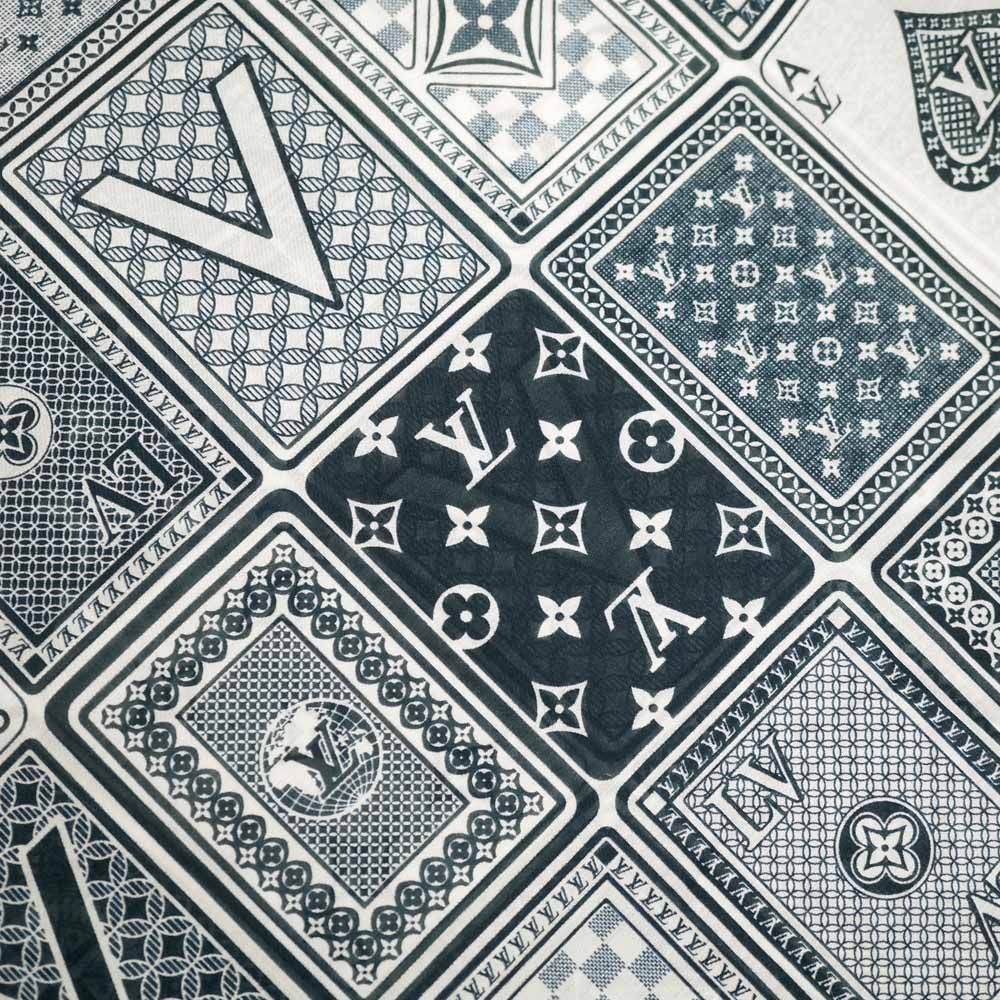 Louis Vuitton Etole Gang Ring Scarf Cotton Silk Navy White Shawl