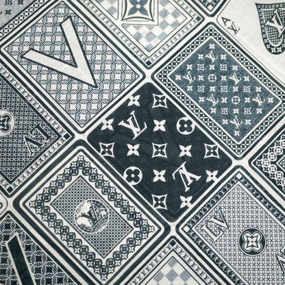 Louis Vuitton Etole Gang Ring Scarf Cotton Silk Navy White Shawl