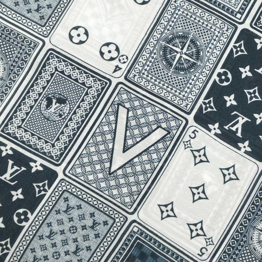 Louis Vuitton Etole Gang Ring Scarf Cotton Silk Navy White Shawl