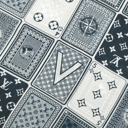 Louis Vuitton Etole Gang Ring Scarf Cotton Silk Navy White Shawl