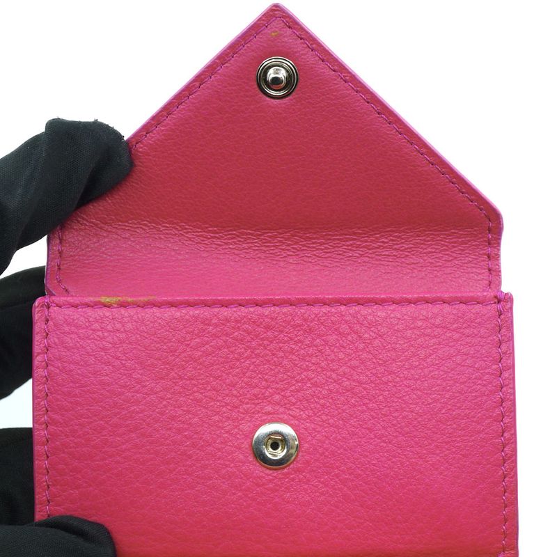 Balenciaga Paper Mini Wallet Coin Case Pink Silver Others