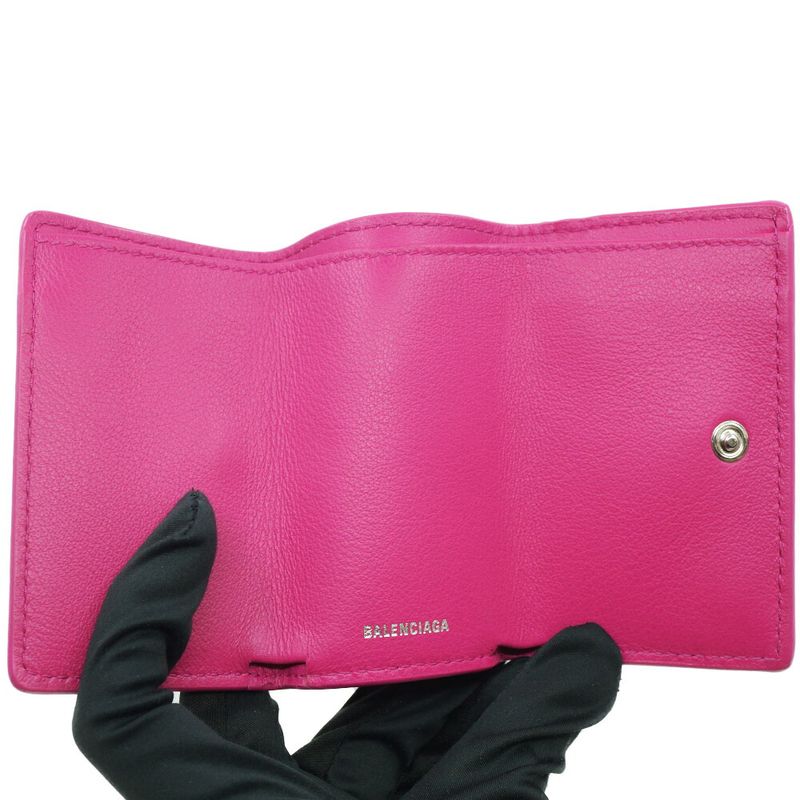 Balenciaga Paper Mini Wallet Coin Case Pink Silver Others