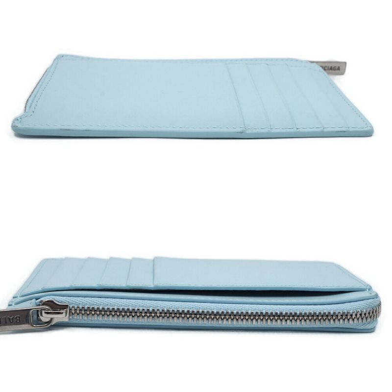 Balenciaga Logo Fragment Case Coin Card Light Blue Silver