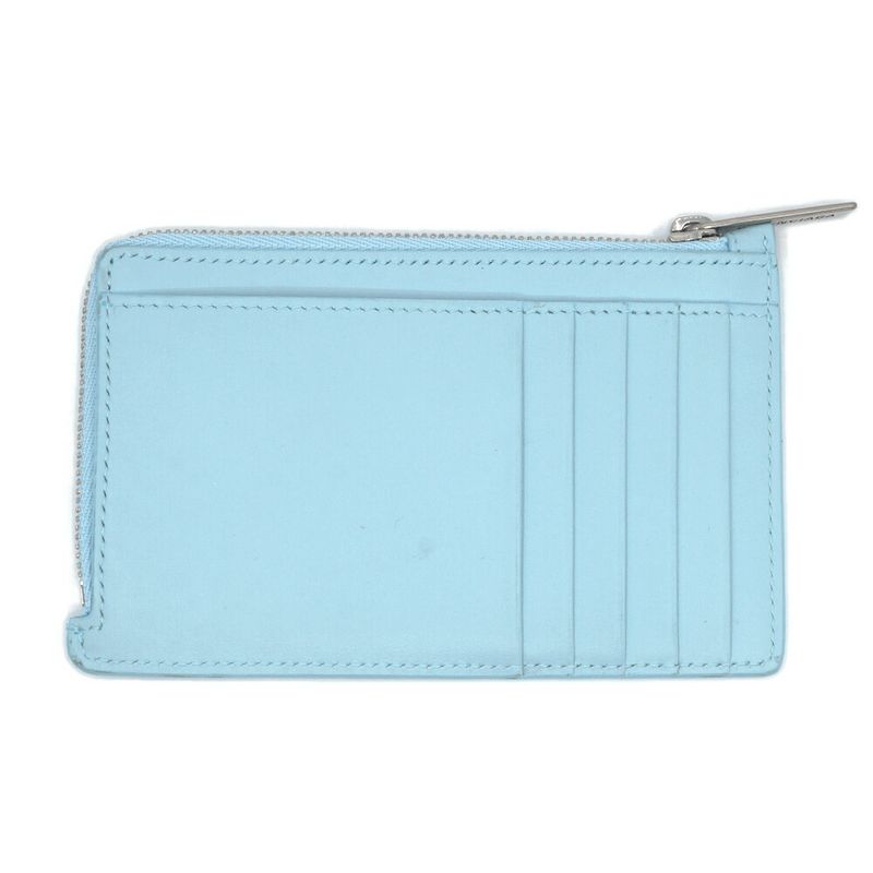 Balenciaga Logo Fragment Case Coin Card Light Blue Silver