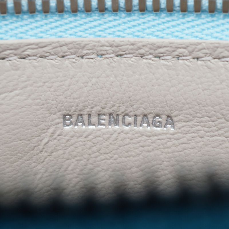 Balenciaga Logo Fragment Case Coin Card Light Blue Silver