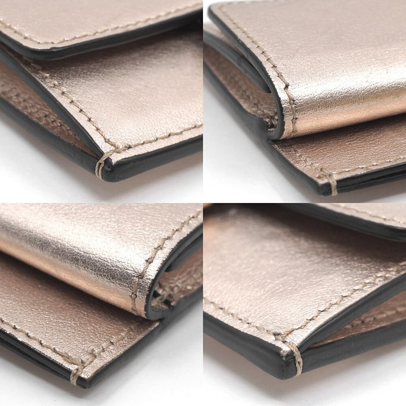 Fendi Pink Gold Compact Wallet Leather Card Case