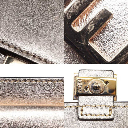 Fendi Pink Gold Compact Wallet Leather Card Case