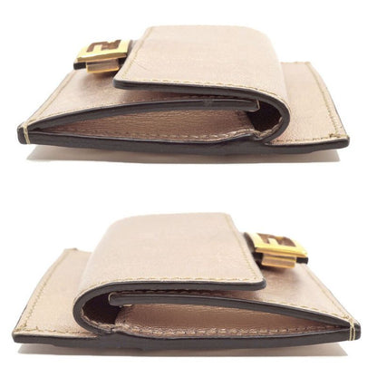 Fendi Pink Gold Compact Wallet Leather Card Case