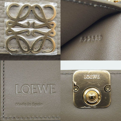 Loewe Anagram Wallet Leather Beige Gray Brown Gold Box Not