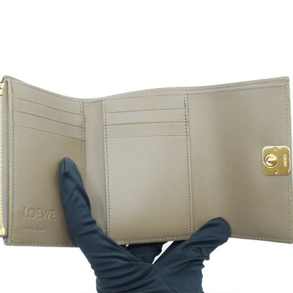 Loewe Anagram Wallet Leather Beige Gray Brown Gold Box Not