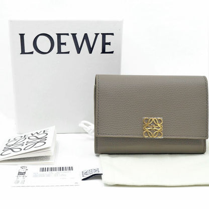 Loewe Anagram Wallet Leather Beige Gray Brown Gold Box Not