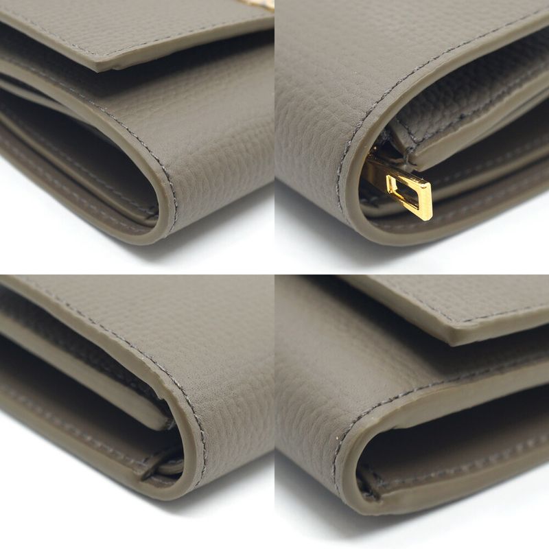 Loewe Anagram Wallet Leather Beige Gray Brown Gold Box Not