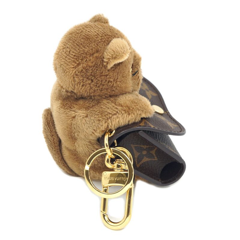 Louis Vuitton Bag Charm LV Cat Monogram Brown Key Holder Gold