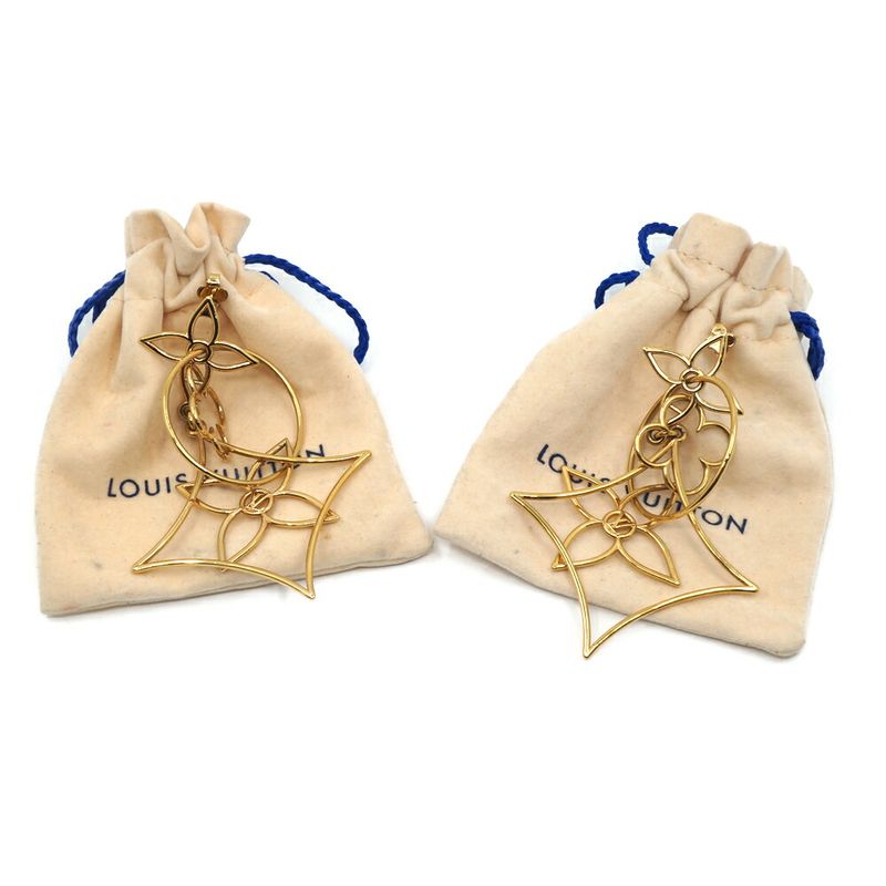 Louis Vuitton Boucle Doreille LV Pandant Earrings Monogram Flower Metal