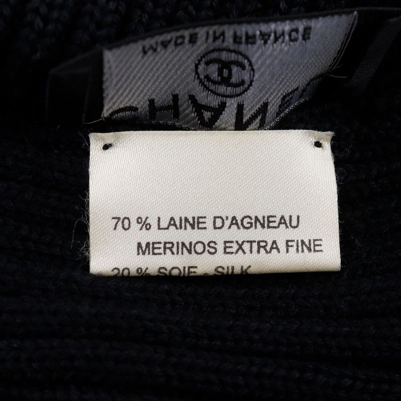 Chanel CC Logo Sports Line Wool Silk Black Hats