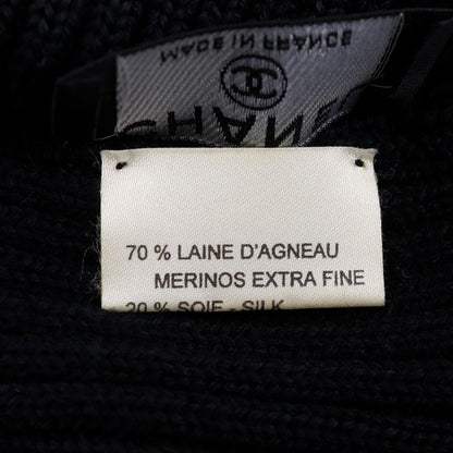 Chanel CC Logo Sports Line Wool Silk Black Hats