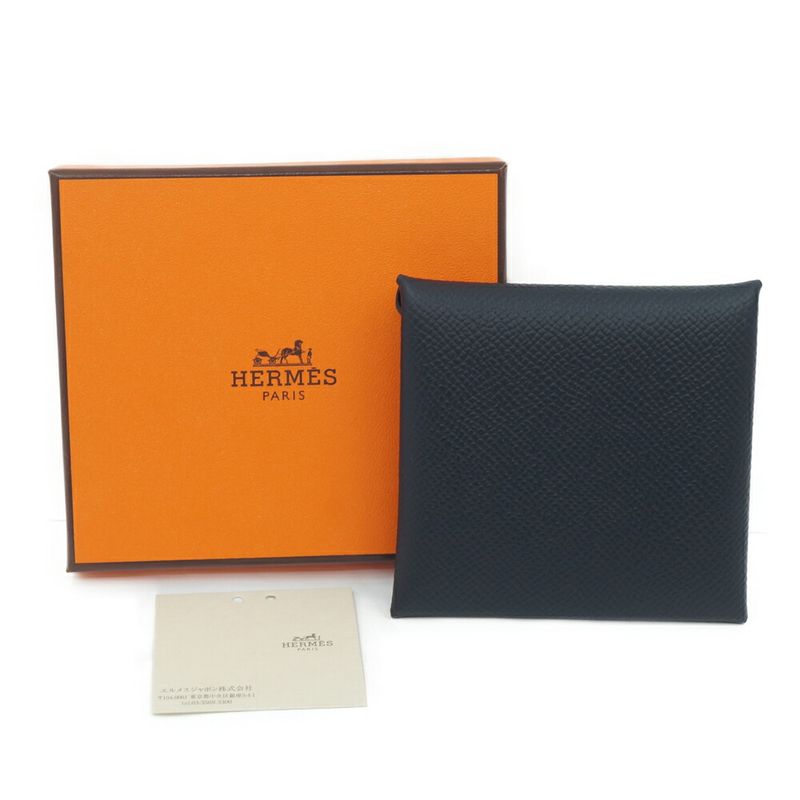 Hermes Bastia Veau Epsom Card Case Coin Purse Black
