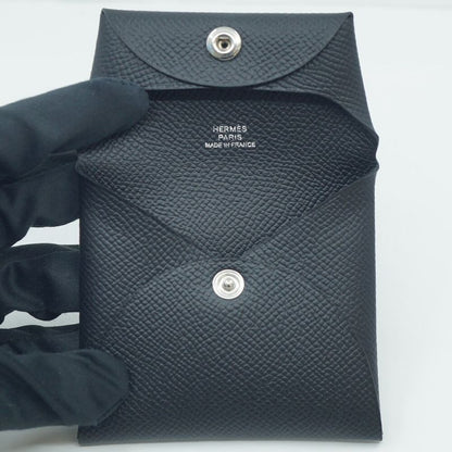 Hermes Bastia Veau Epsom Card Case Coin Purse Black
