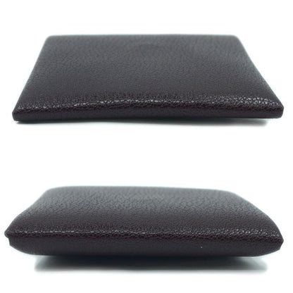 Hermes Bastia Brown Silver Coin Case Card Leather