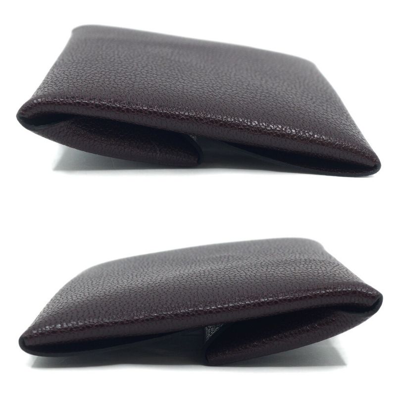 Hermes Bastia Brown Silver Coin Case Card Leather