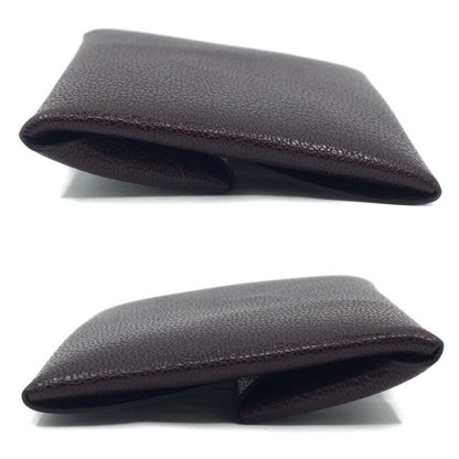 Hermes Bastia Brown Silver Coin Case Card Leather