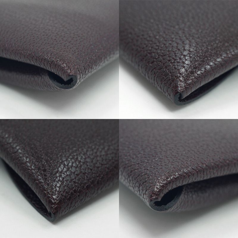 Hermes Bastia Brown Silver Coin Case Card Leather