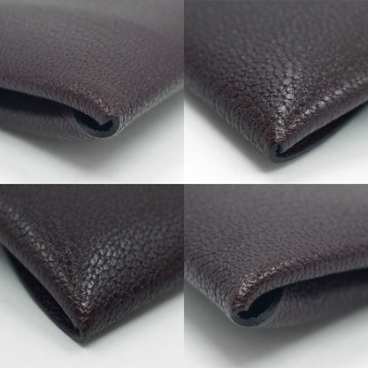 Hermes Bastia Brown Silver Coin Case Card Leather