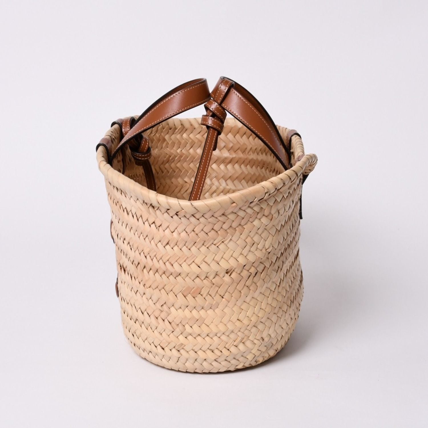 Celine La Chic Panier Raffia Calfskin 2-Way Handbag Basket Bag — view 5