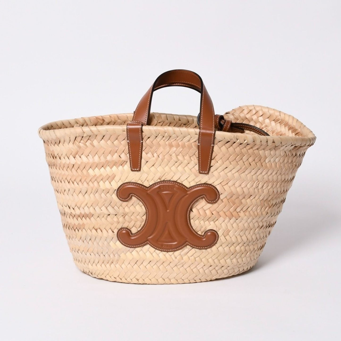 Celine La Chic Panier Raffia Calfskin 2-Way Handbag Basket Bag — view 2