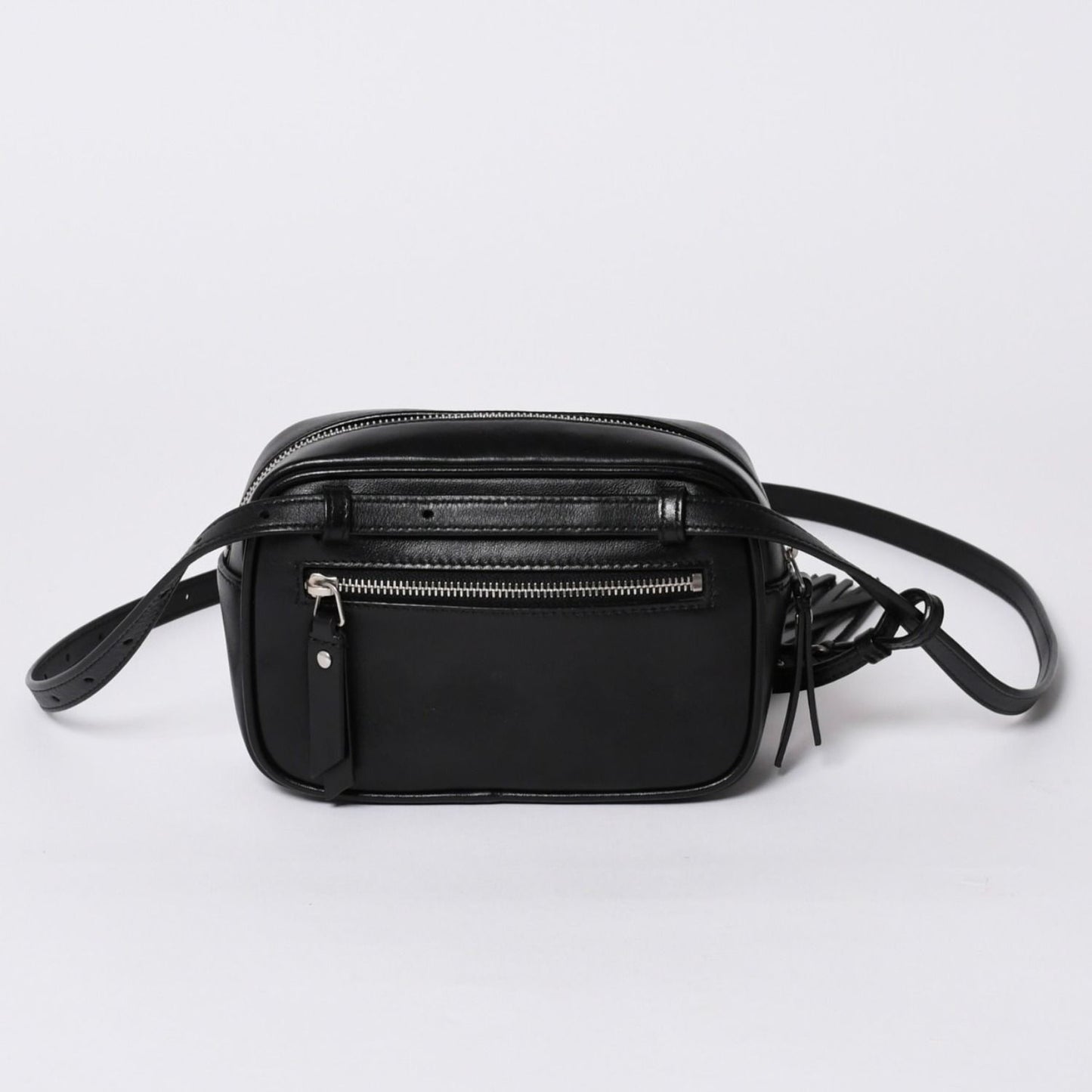 Saint Laurent Shoulder Bag V-stitch Fringe YSL Logo Black Calfskin — view 2