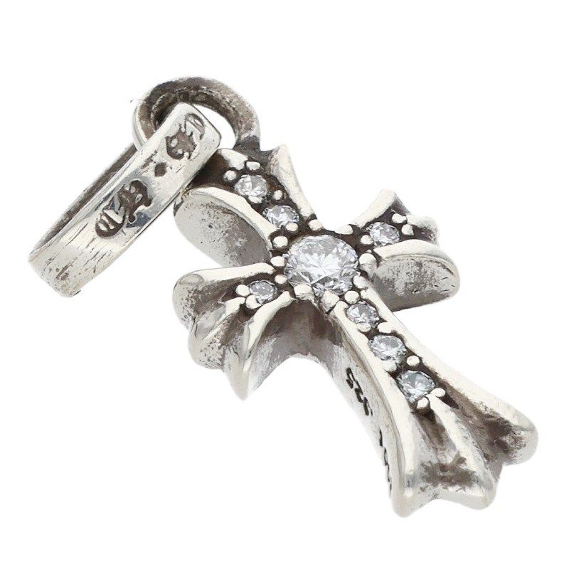Chrome Hearts Crs Bbyfat P Dmnd Baby Fat Pave Diamond Silver Necklace Top