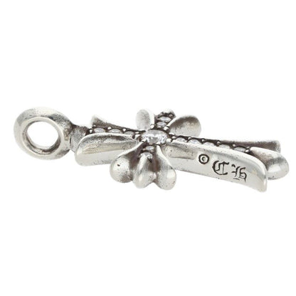 Chrome Hearts Tny Crsf P Dmnd Tiny Fat Cross Pave Diamond Pendant Silver