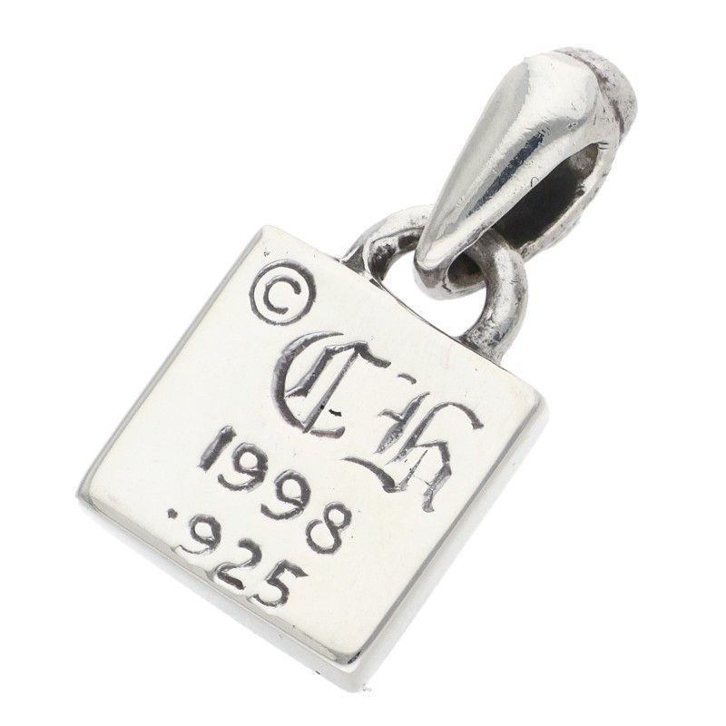 Chrome Hearts Framed CH Plus 1 Diamond Charm Silver Necklace Top