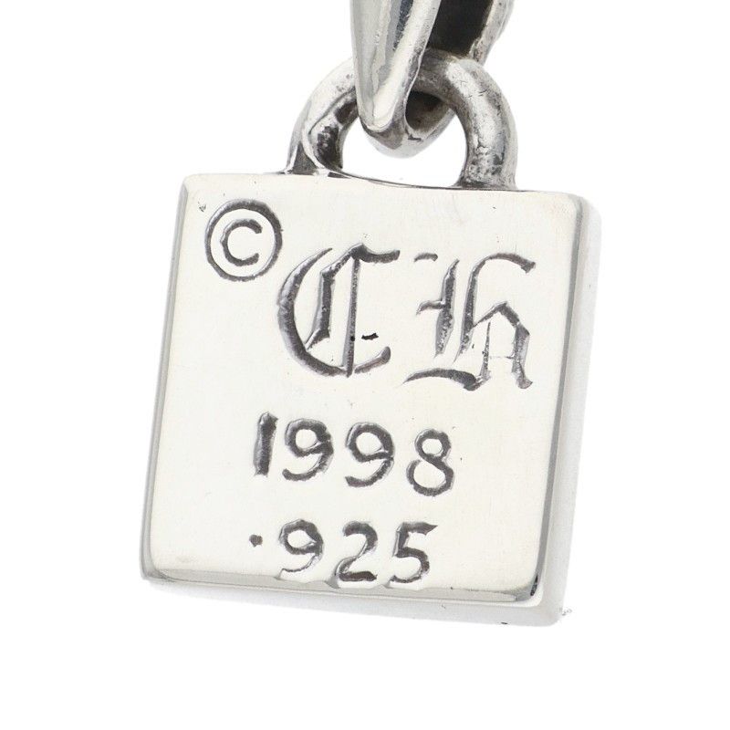 Chrome Hearts Framed CH Plus 1 Diamond Charm Silver Necklace Top