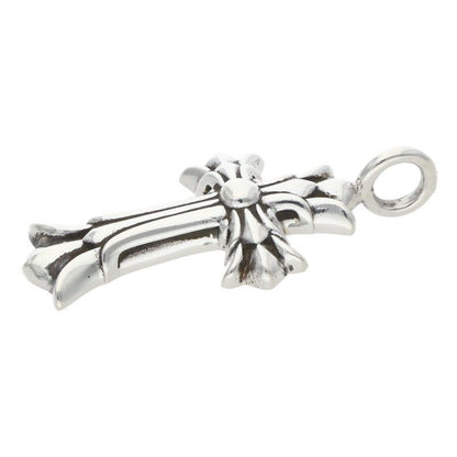 Chrome Hearts Dbl CH Crs Double CH Cross Charm Silver Necklace Top