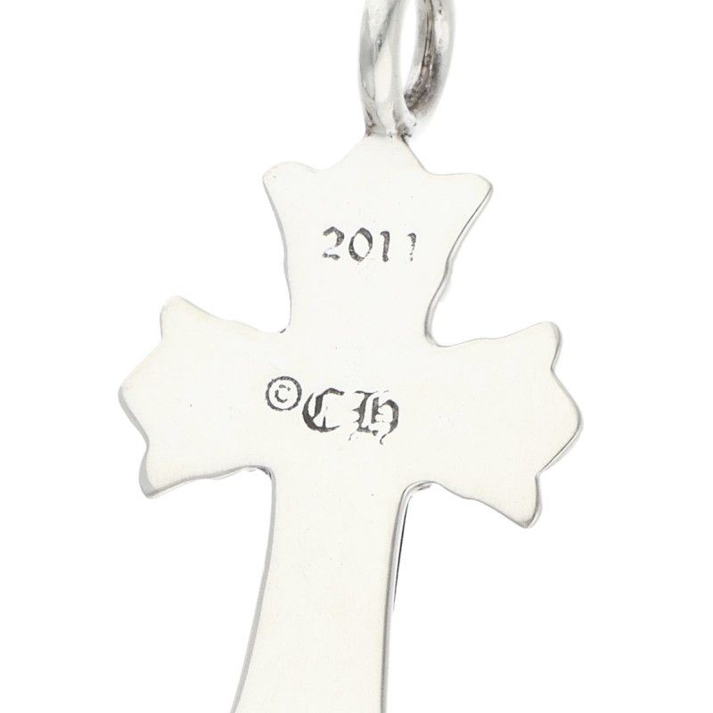 Chrome Hearts Dbl CH Crs Double CH Cross Charm Silver Necklace Top