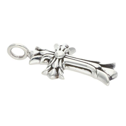 Chrome Hearts Dbl CH Crs Double CH Cross Charm Silver Necklace Top