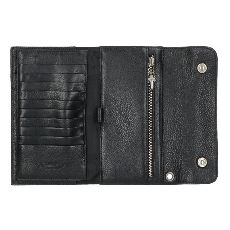 Chrome Hearts Wave Cross Ball Button Leather Wallet