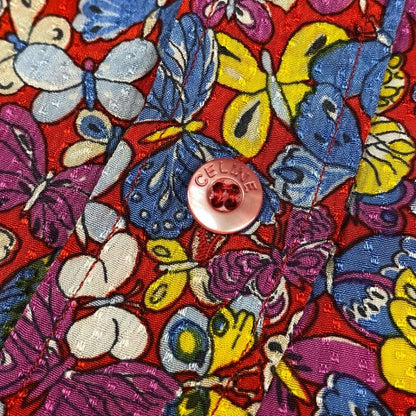 Celine Ed7 Vintage Butterfly Pattern Silk Shirt Blouse 40