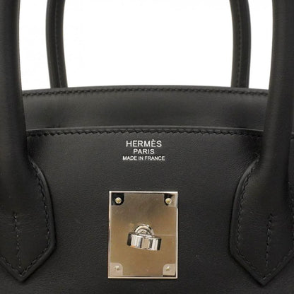 Hermes Handbag Birkin 30 Swift Toile Bivack Black Silver