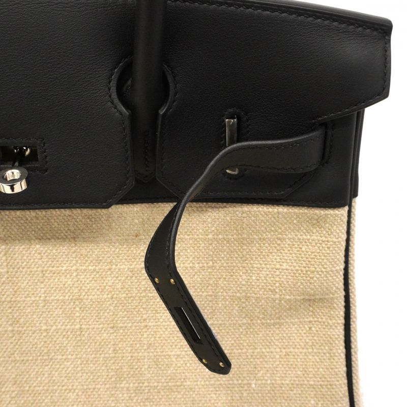 Hermes Handbag Birkin 30 Swift Toile Bivack Black Silver