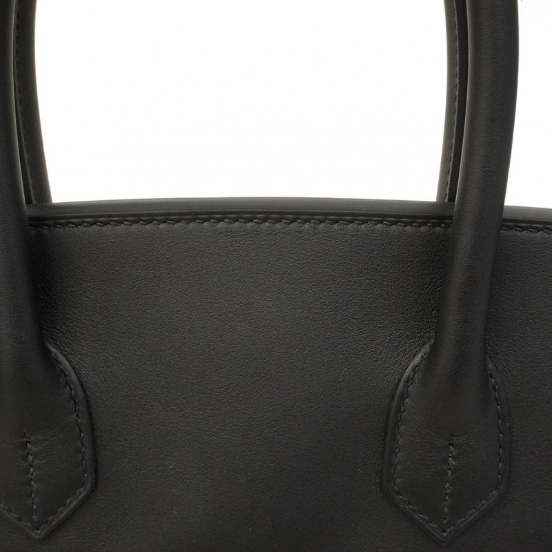 Hermes Handbag Birkin 30 Swift Toile Bivack Black Silver