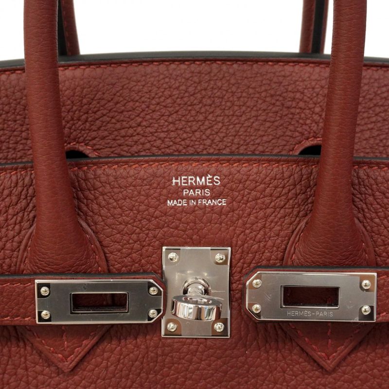 Hermes Handbag Birkin 25 Togo Rouge Ash Silver