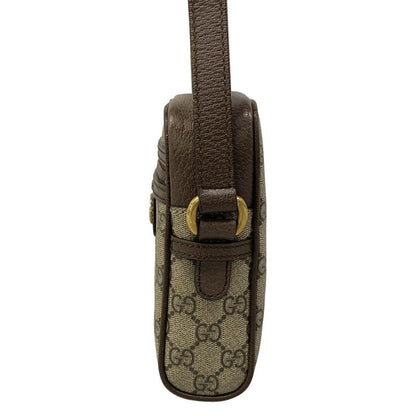 Gucci Shoulder Bag Ophidia Mini Beige Ebony Dark Brown Leather