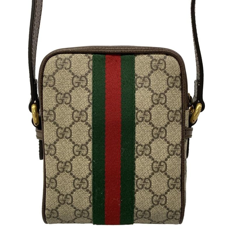 Gucci Shoulder Bag Ophidia Mini Beige Ebony Dark Brown Leather