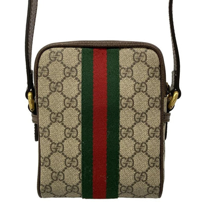 Gucci Shoulder Bag Ophidia Mini Beige Ebony Dark Brown Leather