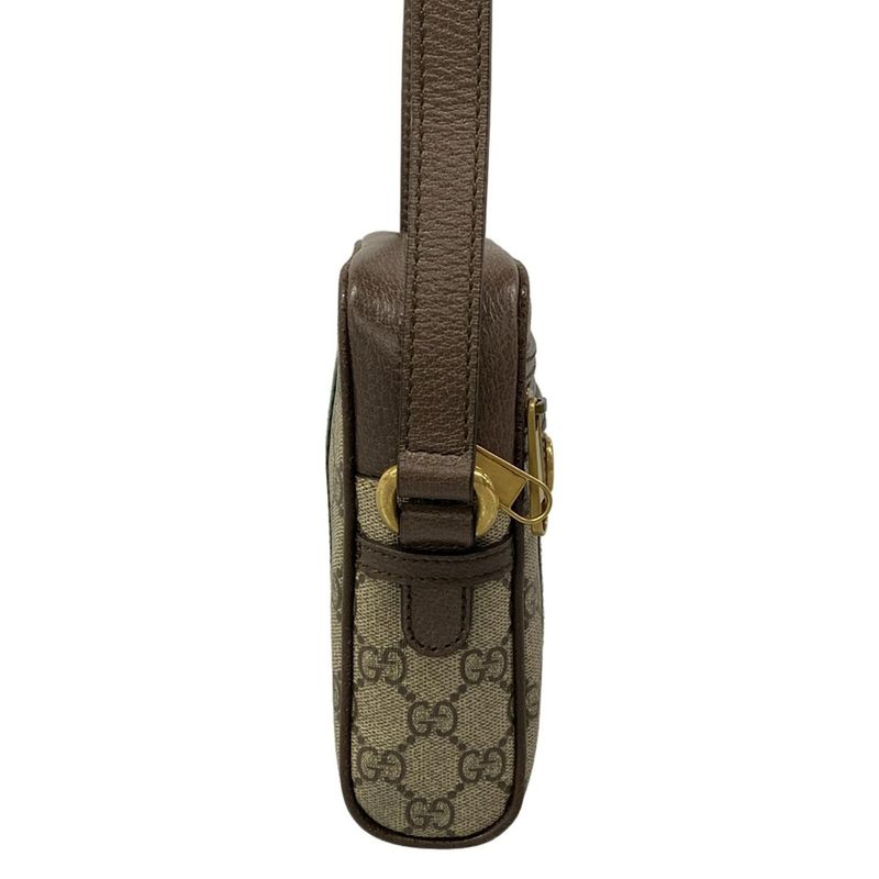Gucci Shoulder Bag Ophidia Mini Beige Ebony Dark Brown Leather