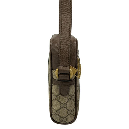 Gucci Shoulder Bag Ophidia Mini Beige Ebony Dark Brown Leather