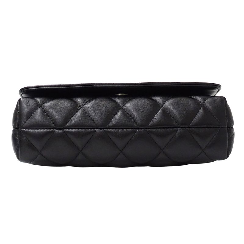 Balenciaga Shoulder Bag Leather Touch Puffy Black Quilted