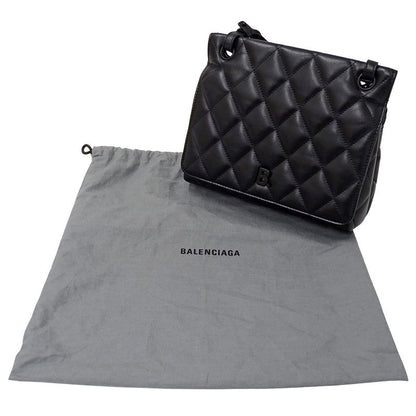 Balenciaga Shoulder Bag Leather Touch Puffy Black Quilted